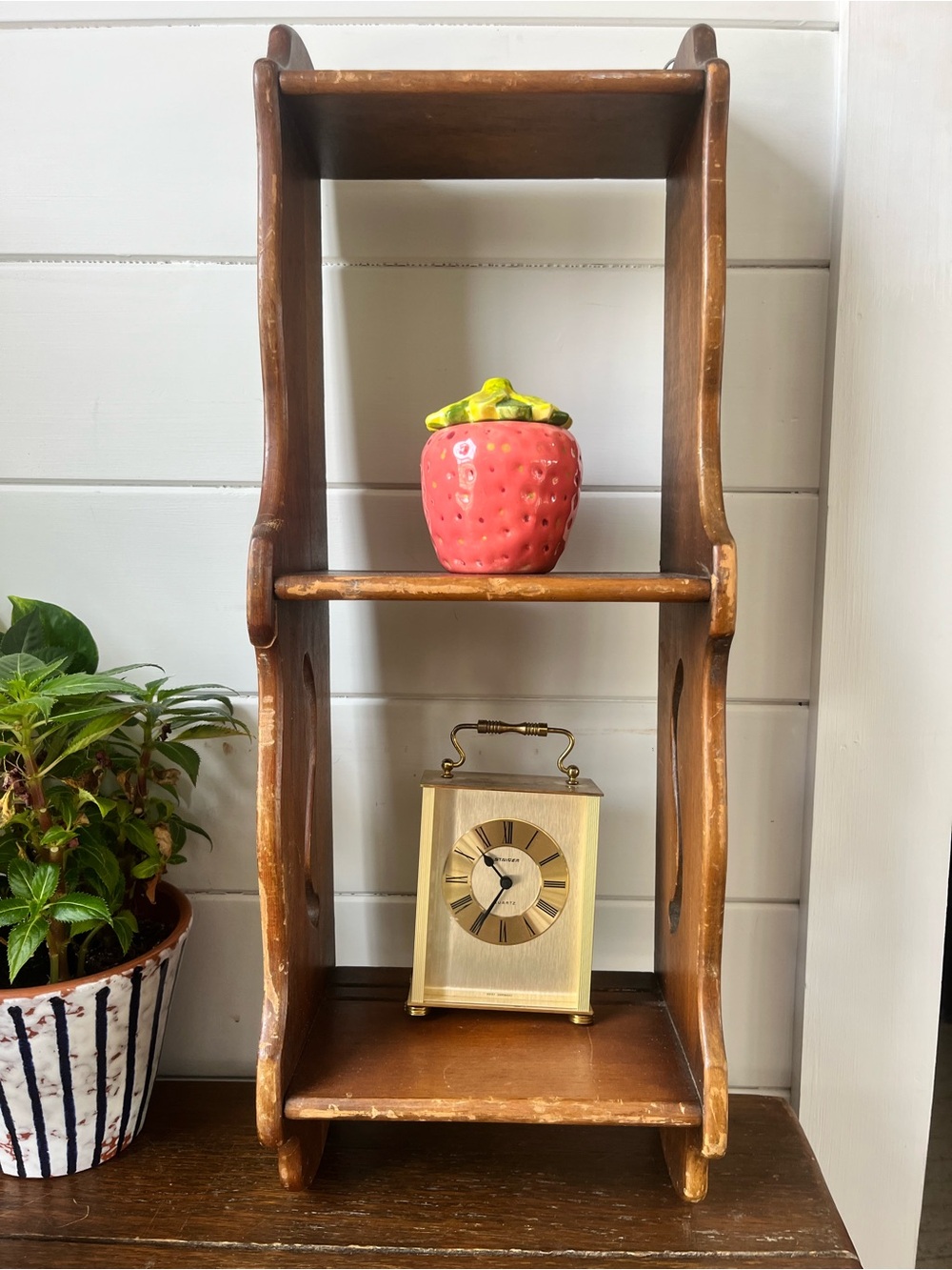 Vtg wood wall shelf